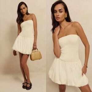 NWT Reformation Margot Cotton Mini Dress in Fior Di Latte Size Medium $248